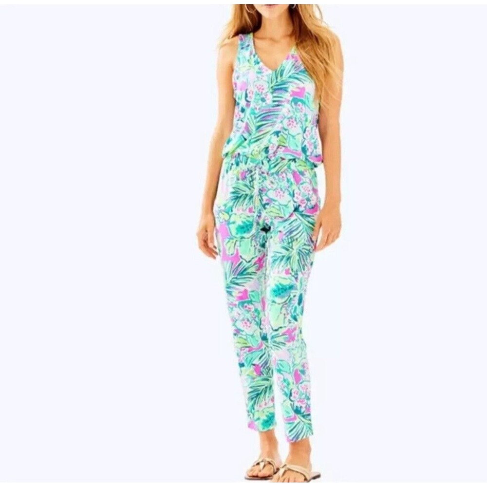 Lilly Pulitzer Paulina Jumpsuit Early Bloomer Womens S Floral Colorful 25317